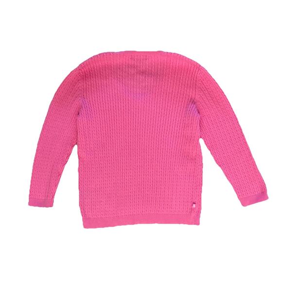 Ralph Lauren Pink V-Neck 3/4 Sleeve Cable Knit Sweater Blouse Size Petite Small - Picture 5 of 6